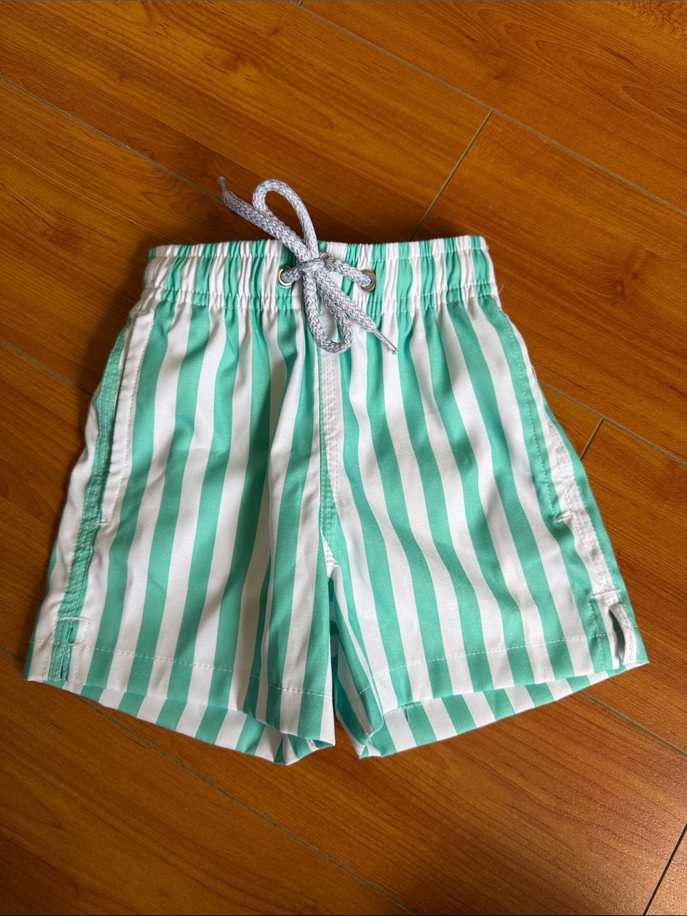 Kiddy Flowers Green Stripe Swim Shorts 2T